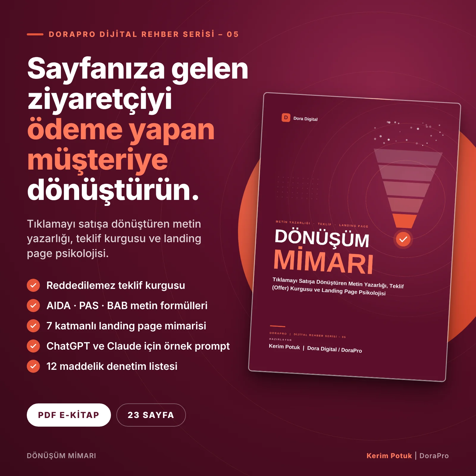 Dönüşüm Mimarı: Metin Yazarlığı, Teklif Kurgusu ve Landing Page Psikolojisi Rehberi (PDF)